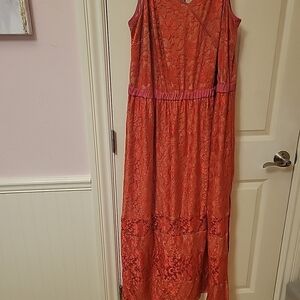 ABS Womens Red Lace dress 2X